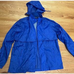 Vintage J Blair Men's Blue Hooded Windbreaker Jacket size large